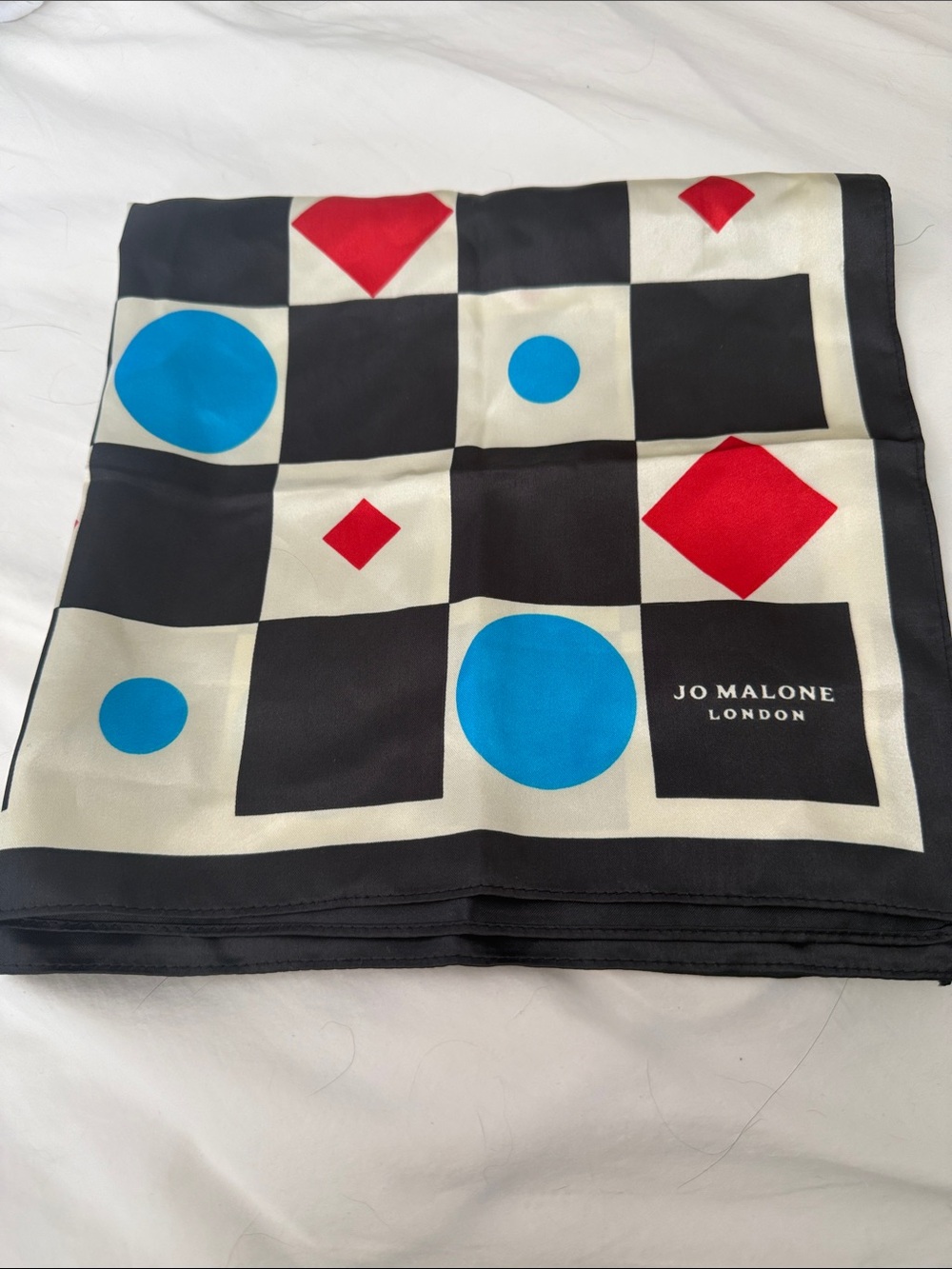 Jo Malone Black, Blue & Red Geometric Silk Scarf